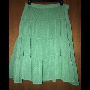 Beautiful Green/White Polka Dot Ruffle Skirt